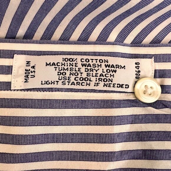 Byron and Poole Blue & White Striped Short Sleeve Cotton Shirt - Picture 4 of 4